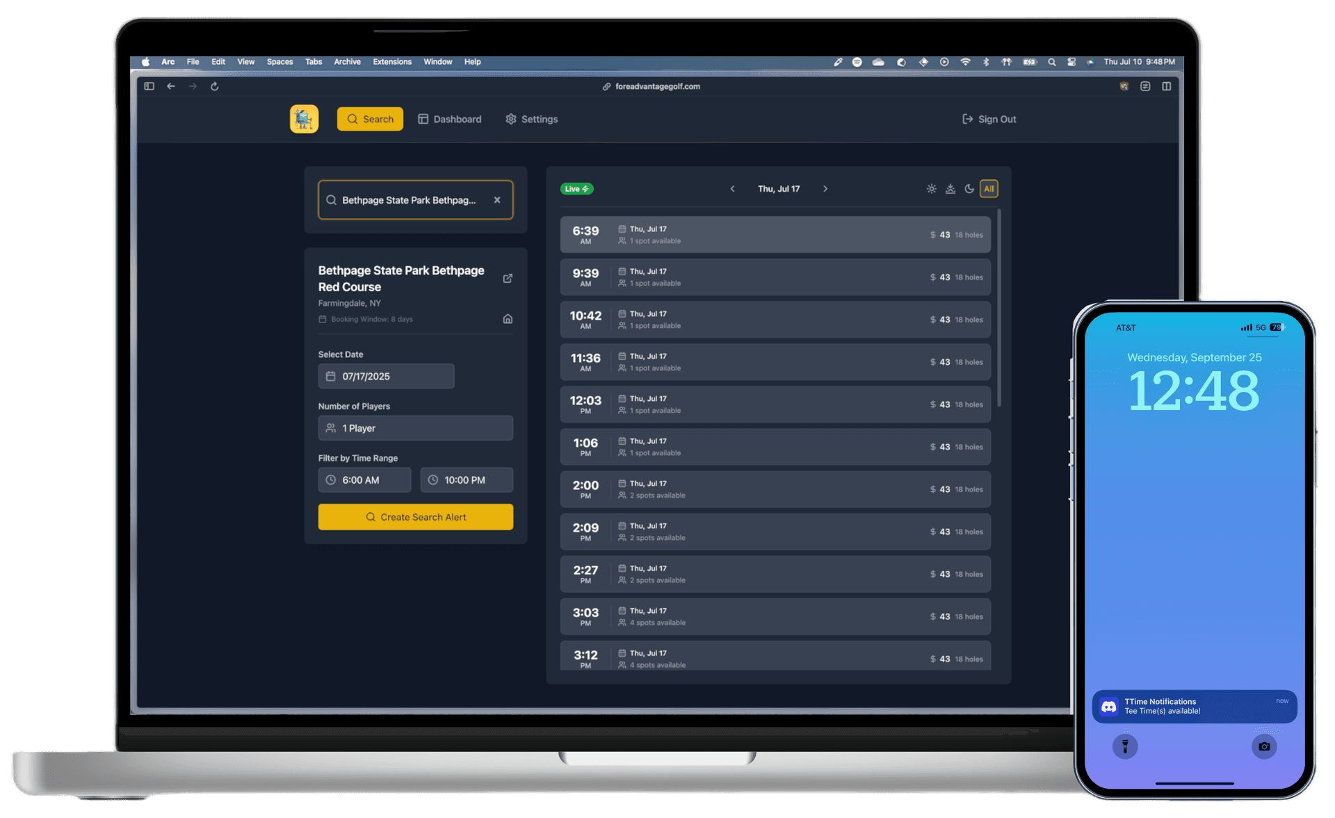 ForeAdvantage Golf UI Mockup